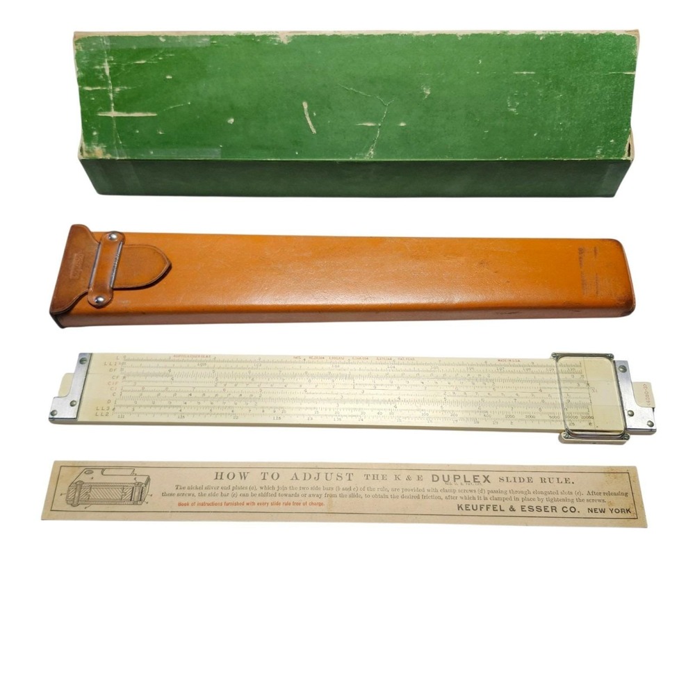 Keuffel & Esser K & E 4080-3S Log Log Duplex Trig Slide Rule W/ Case USA Vintage